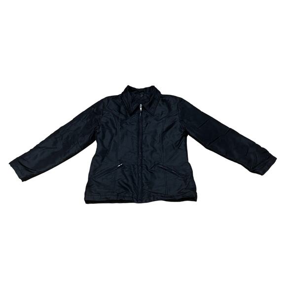 Jacqueline Ferrar Small black basic collared zip jacket Casual Minimalist Preppy - Picture 1 of 7